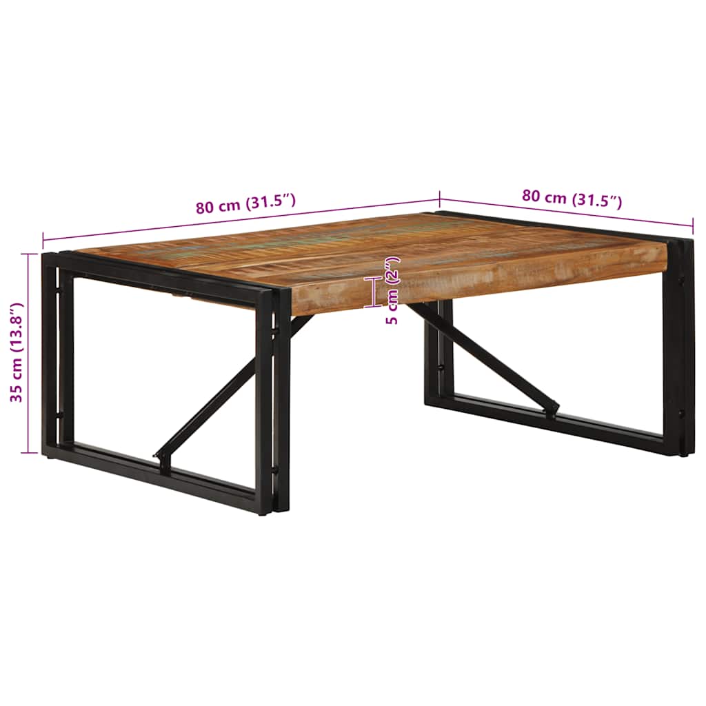 Stolić za kavu višebojna 80x80x35 cm masivnog obnovljenog drva