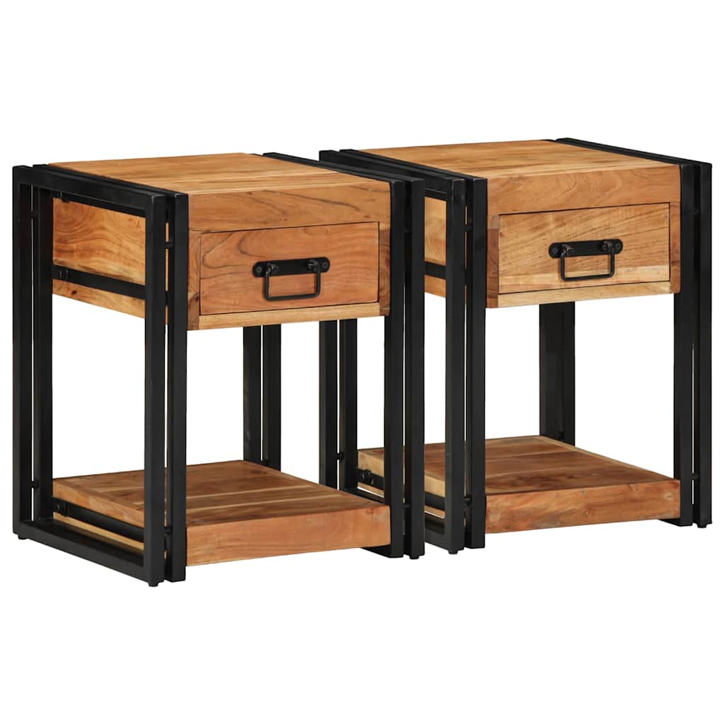 Noćni ormar 2 pcs Smeđa 40 x 40 x 50 cm Čvrsto drvo akacije