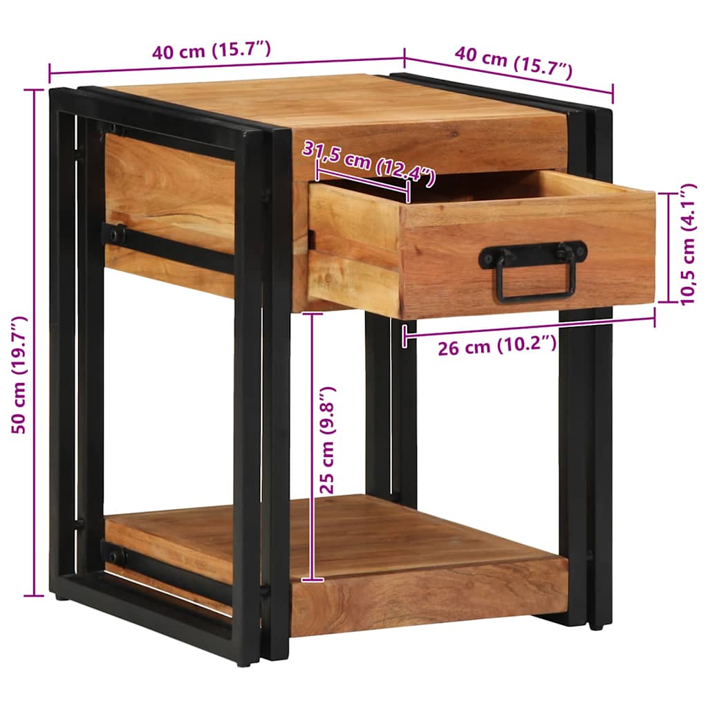 Noćni ormar 2 pcs Smeđa 40 x 40 x 50 cm Čvrsto drvo akacije