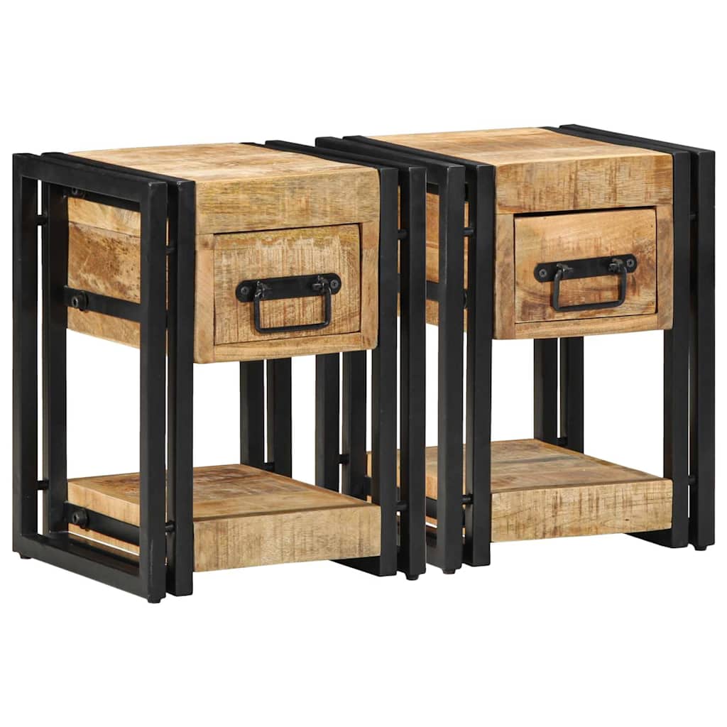 Noćni ormar 2 pcs Smeđa 30 x 30 x 40 cm Čvrsto drvo manga