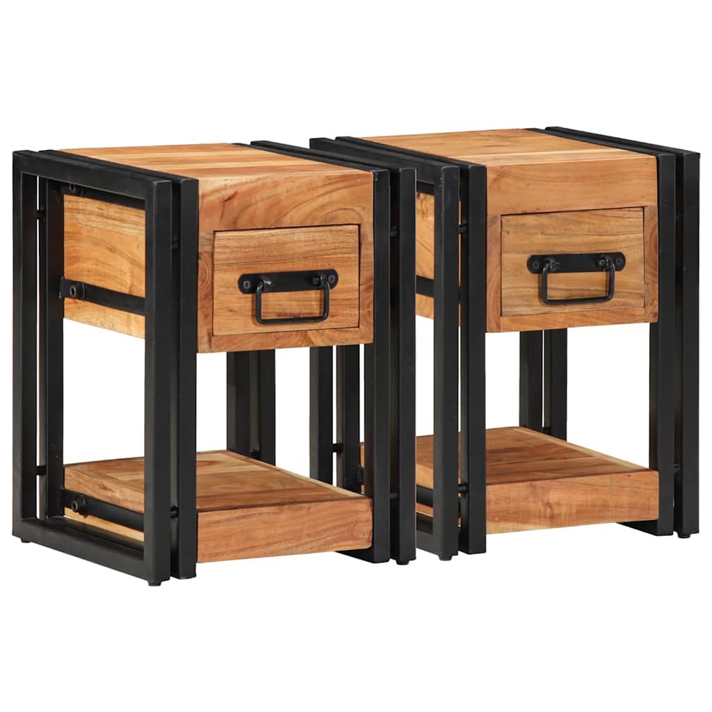 Noćni ormar 2 pcs Smeđa 30 x 30 x 40 cm Čvrsto drvo akacije