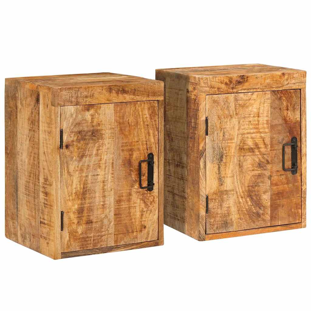Noćni ormarić 2 pcs Smeđa 35 x 33 x 48 cm Čvrsto drvo manga