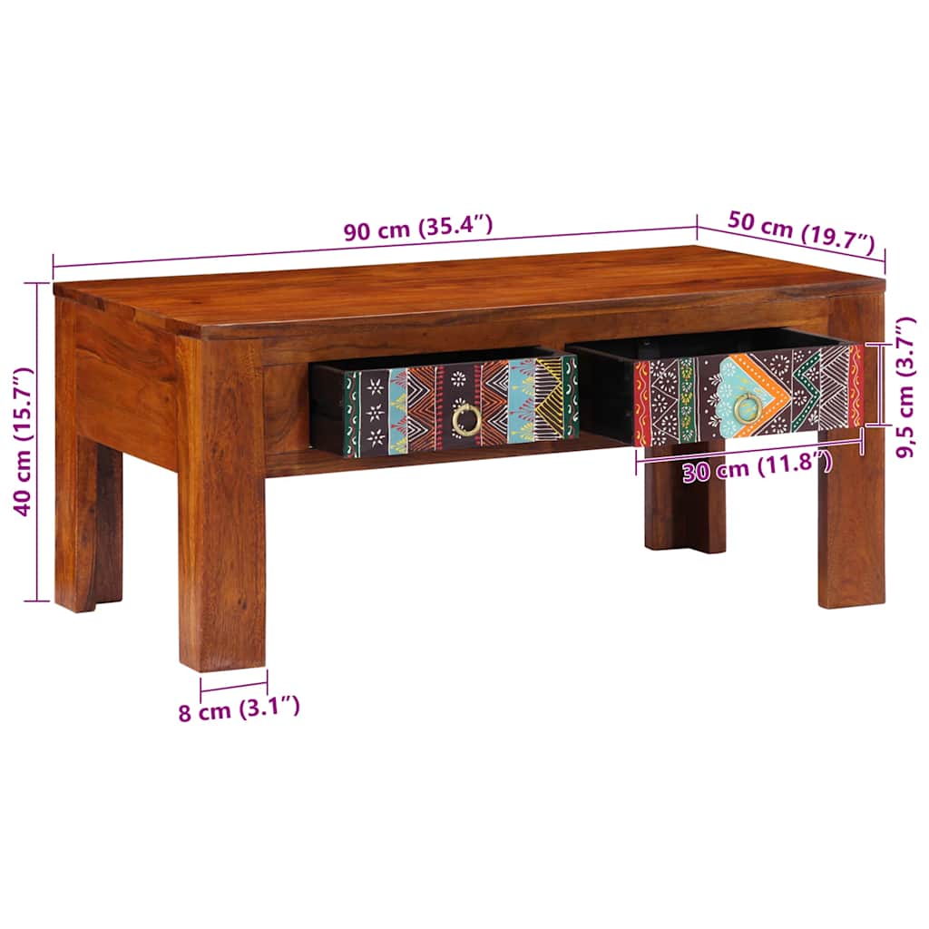 Stolić za kavu 90x50x40 cm od masivnog drva bagrema
