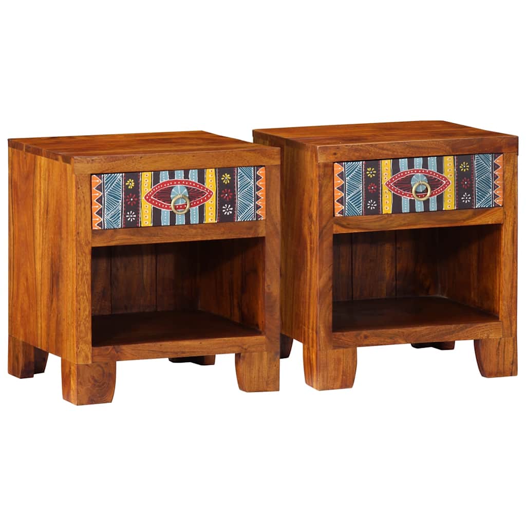 Noćni ormarići 2 kom 40 x 34 x 46 cm masivno bagremovo drvo