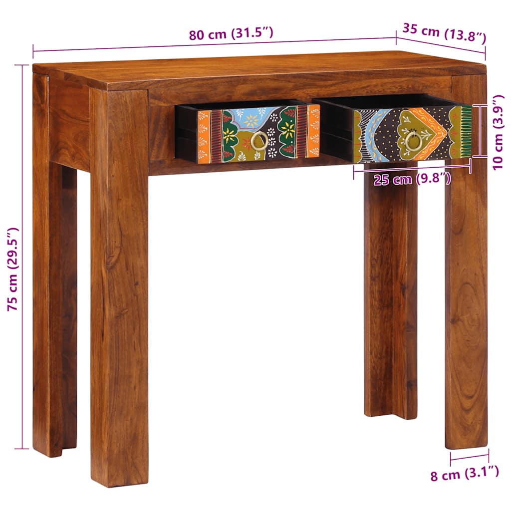Konzolni stol 80x35x75 cm puno drvo bagrem