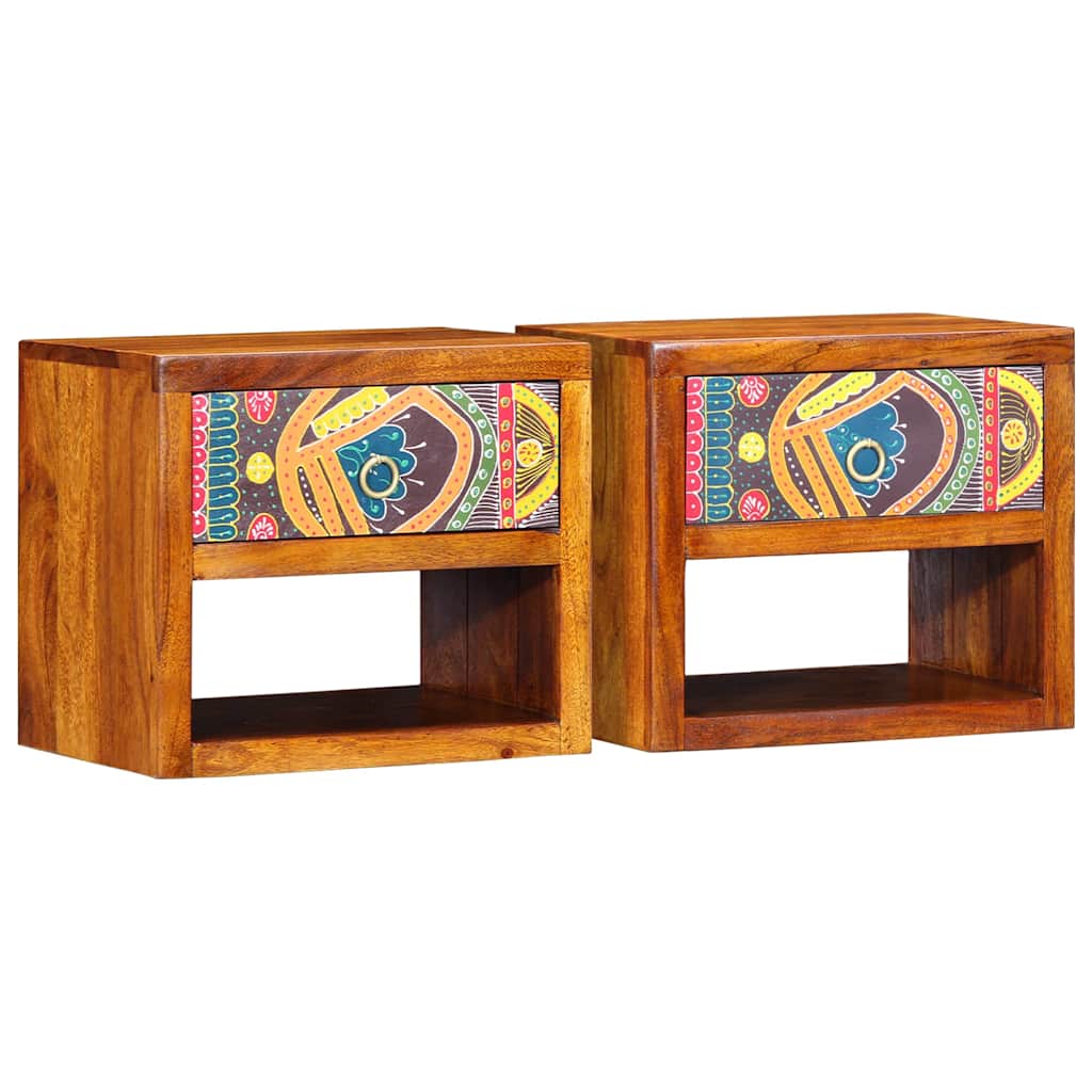 Noćni ormar 2 pcs Smeđa 40 x 35 x 35 cm Čvrsto drvo akacije