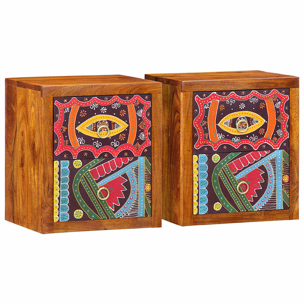 Noćni ormar 2 pcs Smeđa 35 x 30 x 40 cm Čvrsto drvo akacije