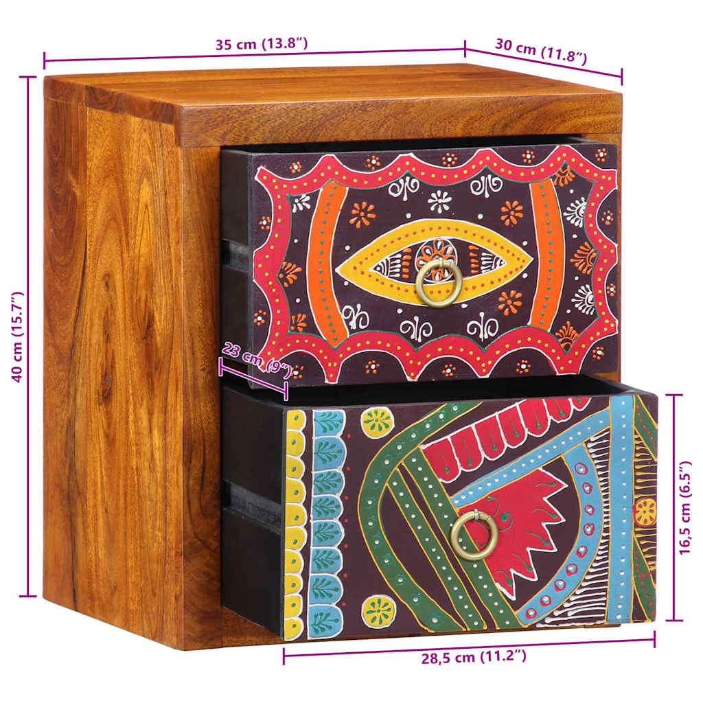 Noćni ormar 2 pcs Smeđa 35 x 30 x 40 cm Čvrsto drvo akacije