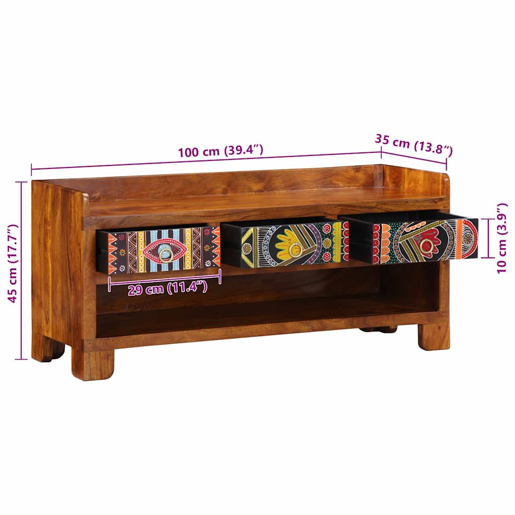 Klupa za cipele s ladicama Medeno smeđa 100 x 35 x 45 cm