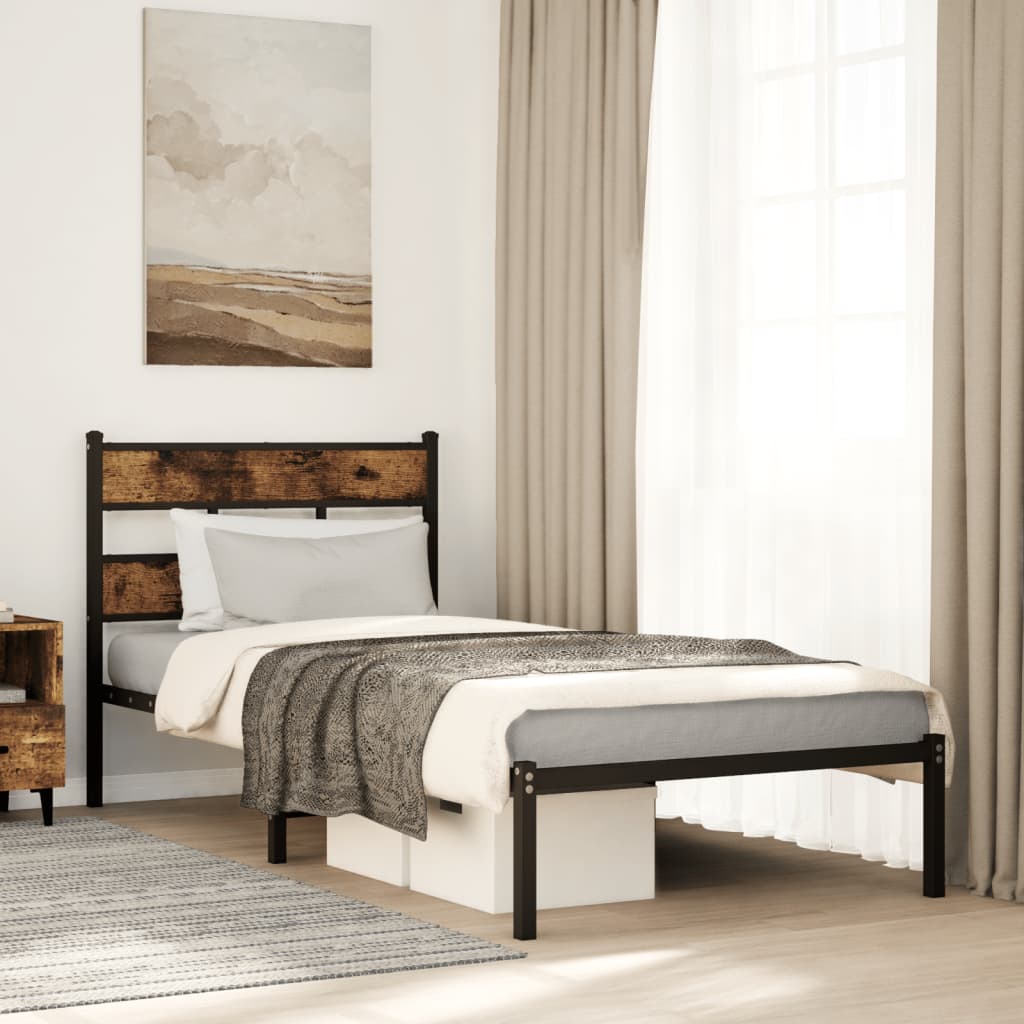 Metalni okvir kreveta bez madraca boja hrasta 80x200 cm