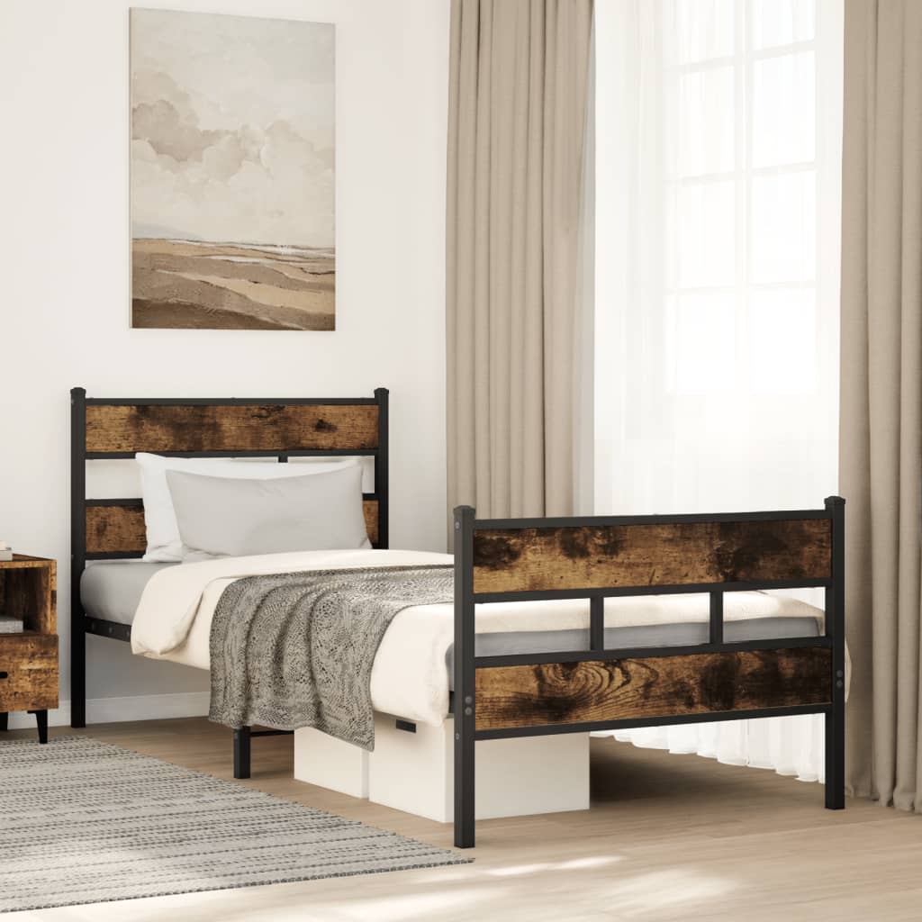 Metalni okvir kreveta bez madraca boja hrasta 100x190 cm