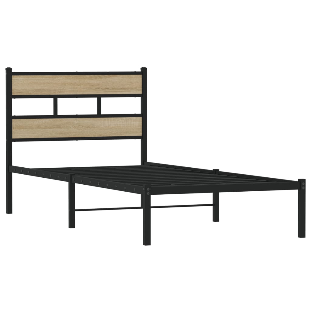 Metalni okvir kreveta bez madraca boja hrasta sonome 107x203 cm