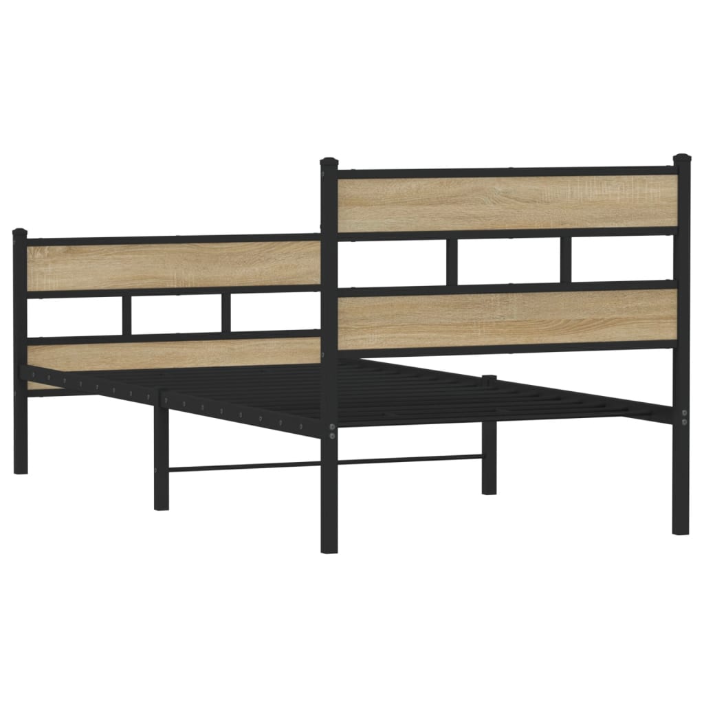 Metalni okvir kreveta bez madraca boja hrasta sonome 107x203 cm