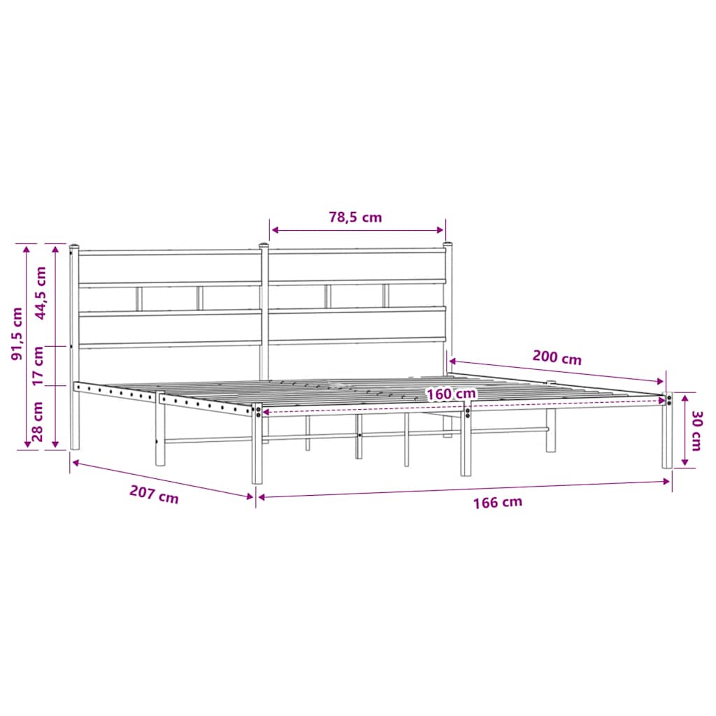 Okvir kreveta bez madraca s uzglavljem boja hrasta 160x200 cm