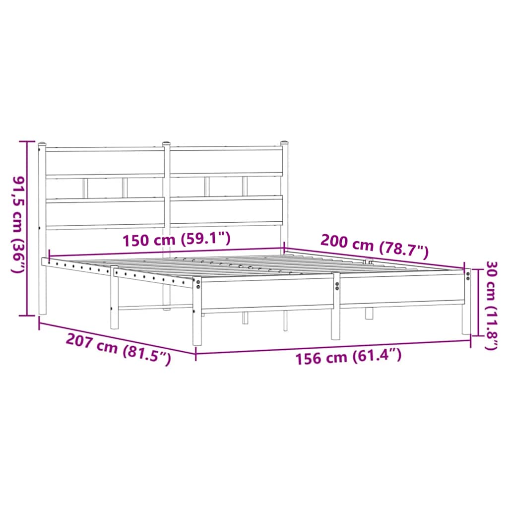 Okvir kreveta bez madraca smeđi hrast 150x200 cm izrađeno drvo