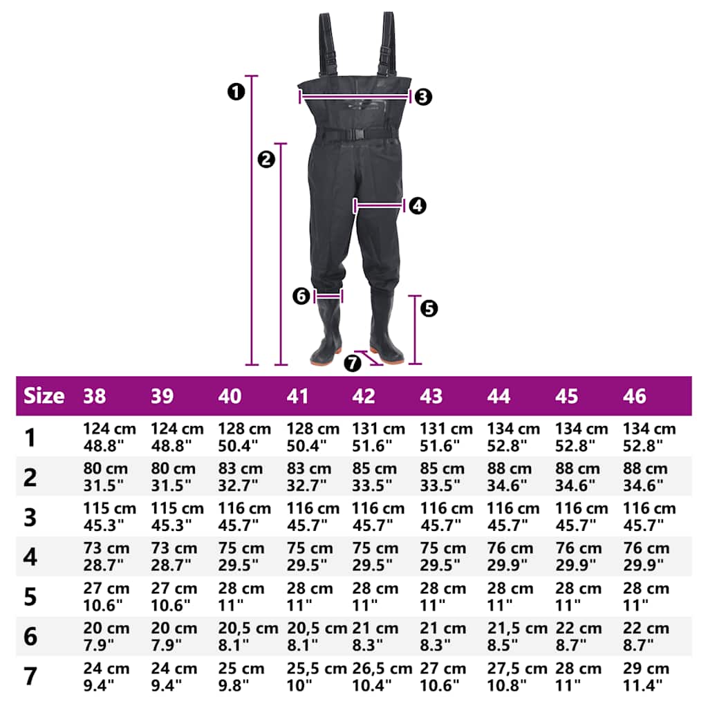 Visoke čizme za vodu do prsa s pojasom crne veličina 44