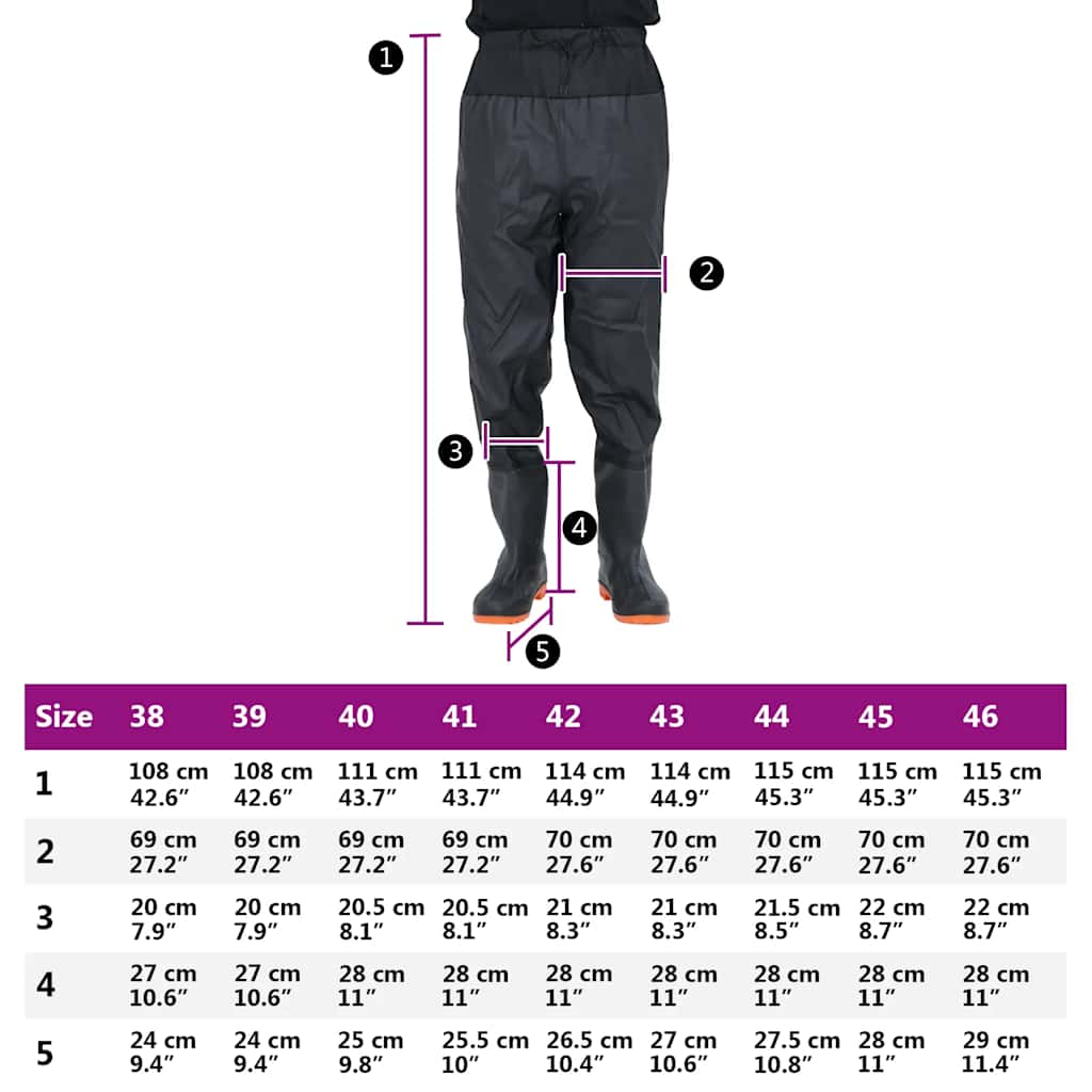 Visoke čizme za vodu do struka crne veličina 38