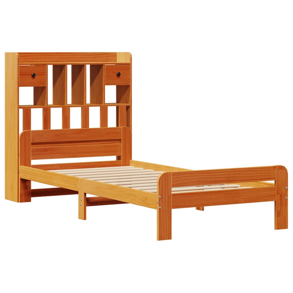 Krevet s regalom za knjige bez madraca 75 x 190 cm od borovine