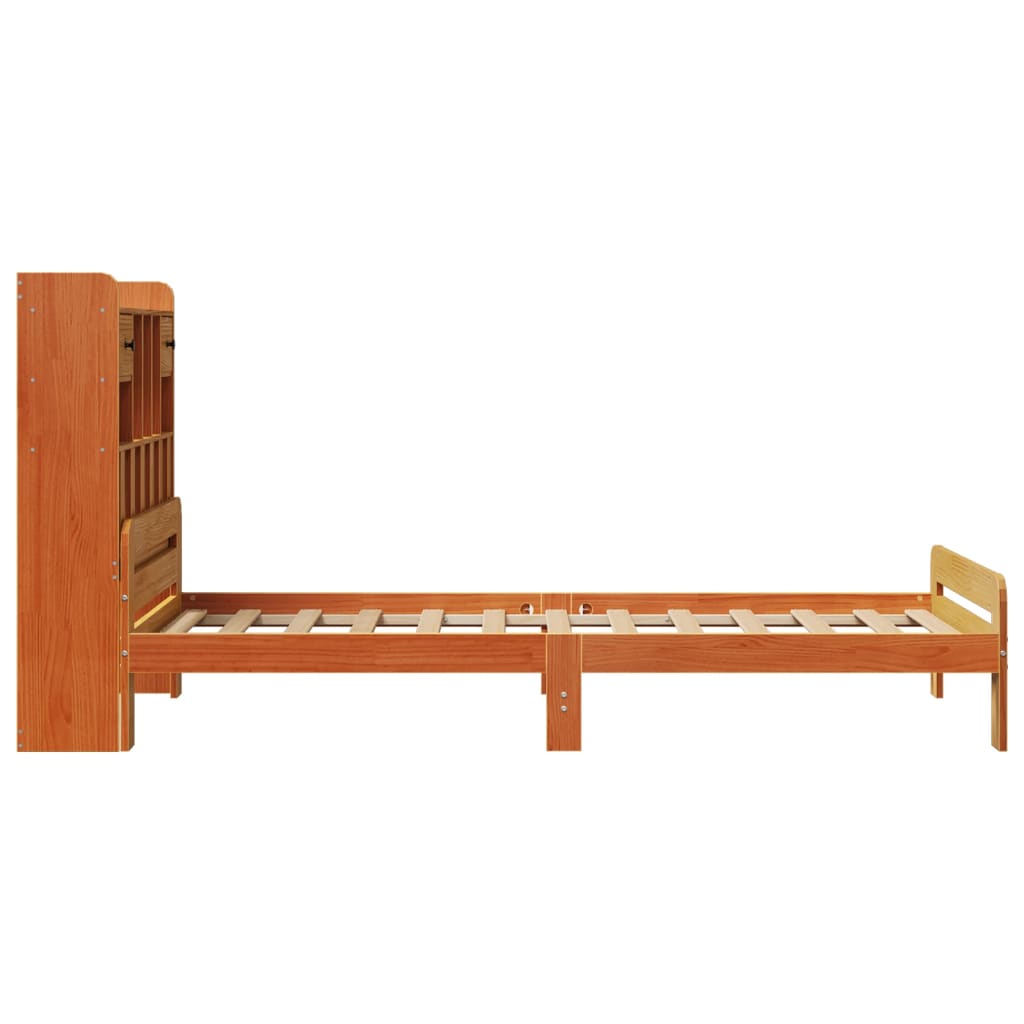 Krevet s regalom za knjige bez madraca 75 x 190 cm od borovine