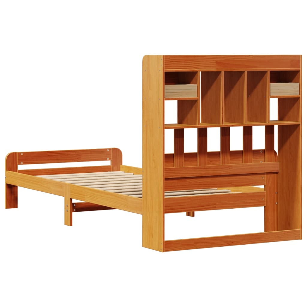 Krevet s regalom za knjige bez madraca 75 x 190 cm od borovine