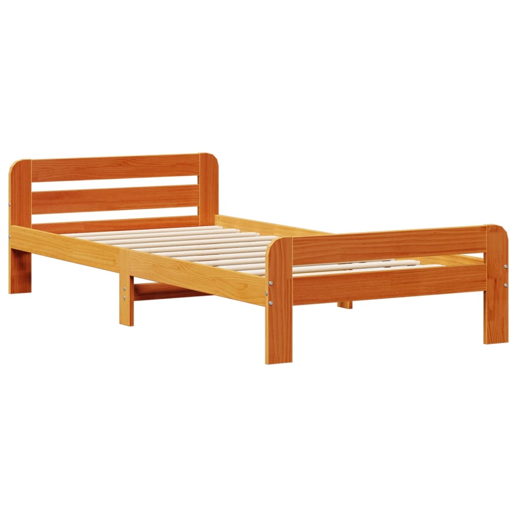 Krevet s regalom za knjige bez madraca 75 x 190 cm od borovine