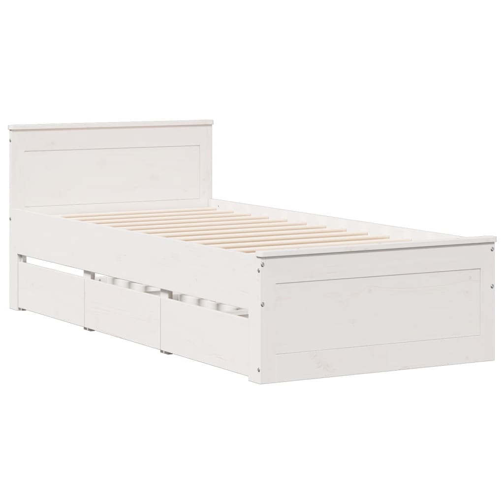 Krevet s regalom za knjige bez madraca bijeli 90x200cm borovina