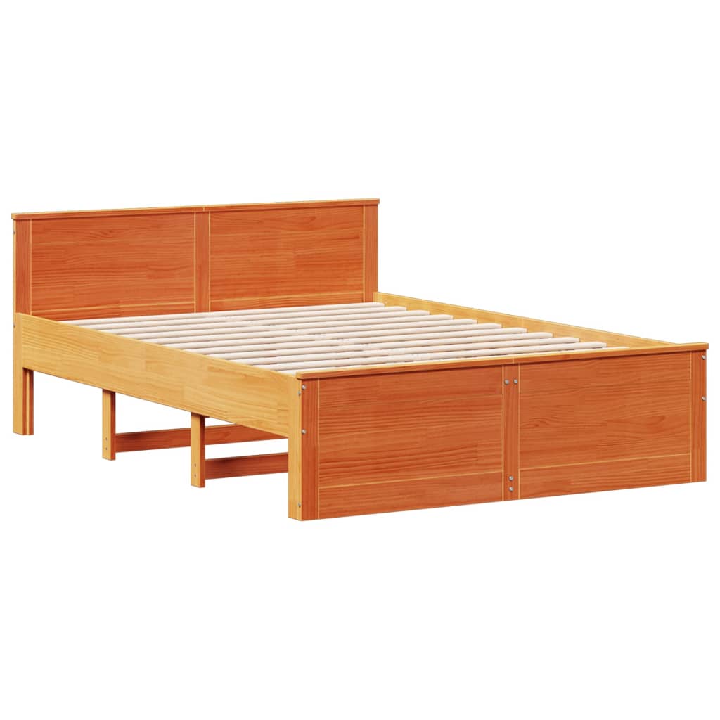 Krevet s regalom za knjige bez madraca 140 x 190 cm od borovine