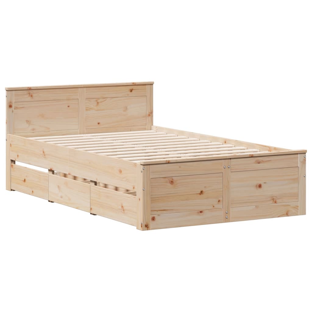 Krevet s regalom za knjige bez madraca 135x190 cm od borovine