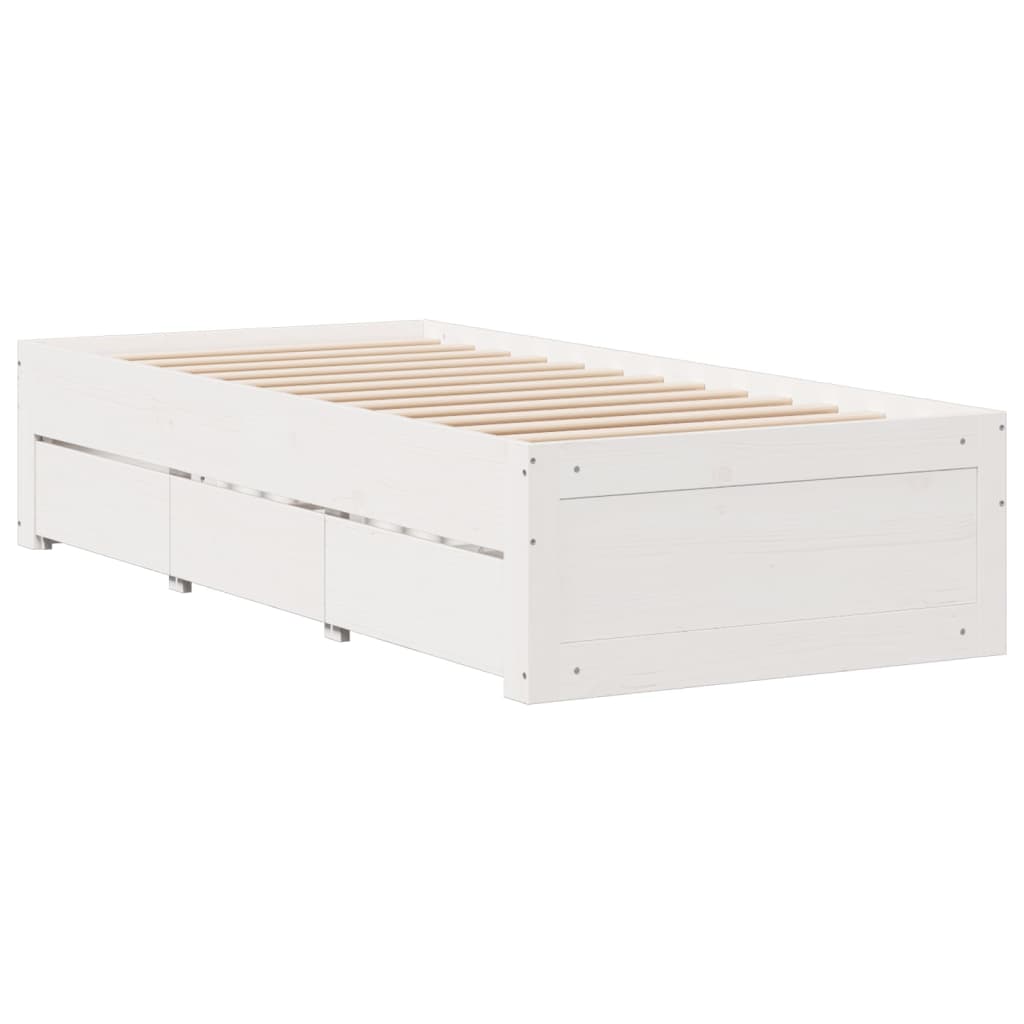 Krevet s regalom za knjige bez madraca bijeli 75x190cm borovina