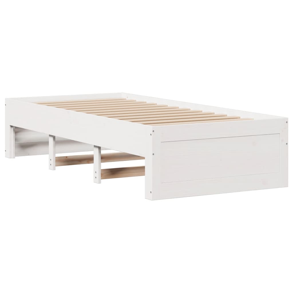 Krevet s regalom za knjige bez madraca bijeli 75x190cm borovina