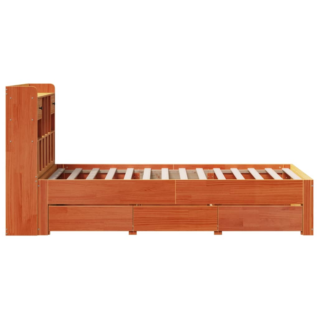 Krevet s regalom za knjige bez madraca 75 x 190 cm od borovine