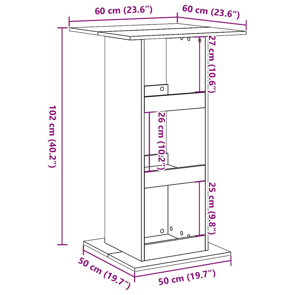 Barski stol s prostorom bijeli 60x60x102 cm drveni