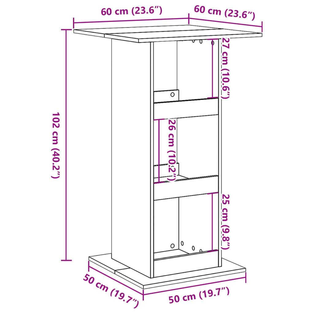 Barski stol s prostorom boja drva 60x60x102cm konstruirano drvo