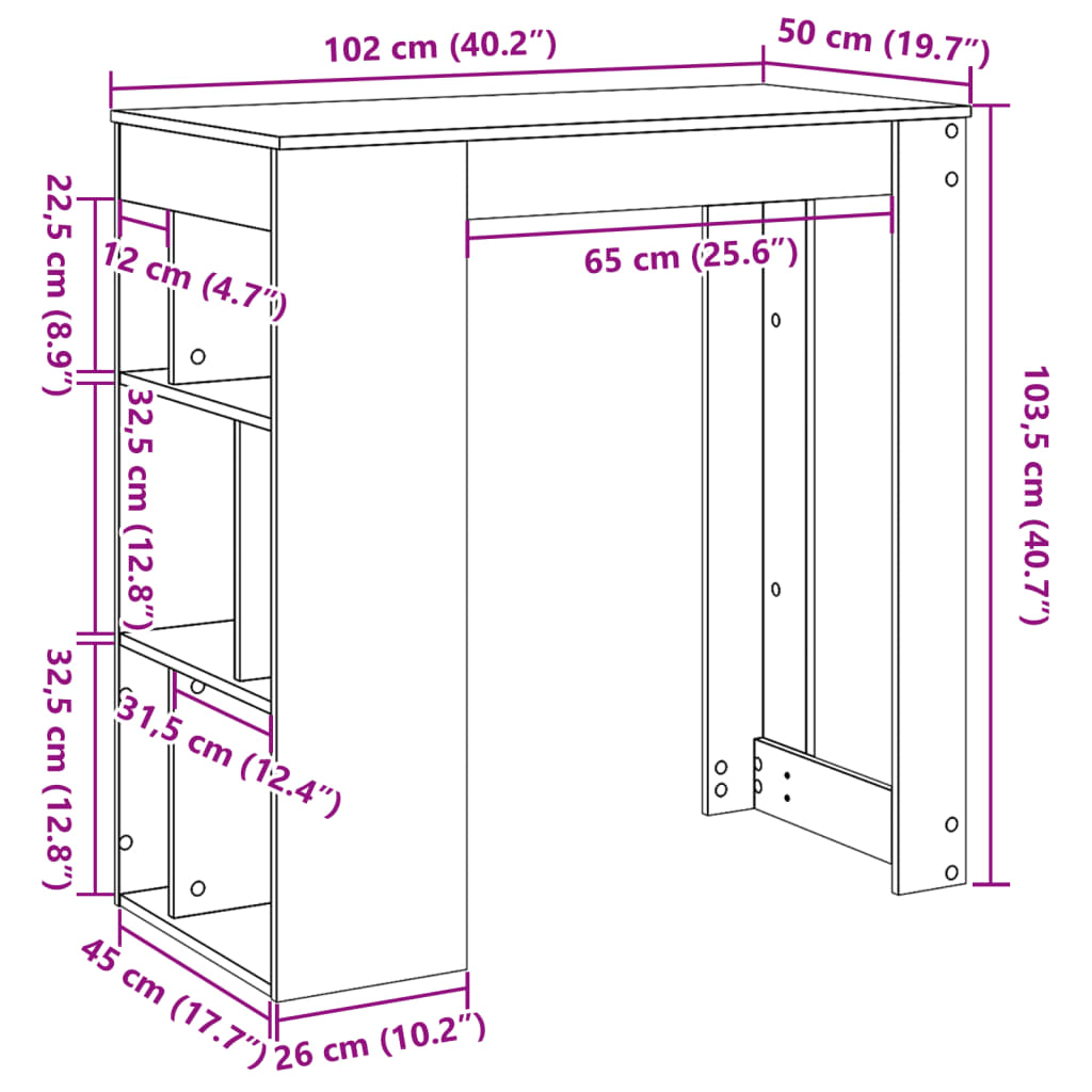 Barski stol s stalcima boja hrasta sonome 102x50x103,5cm drveni