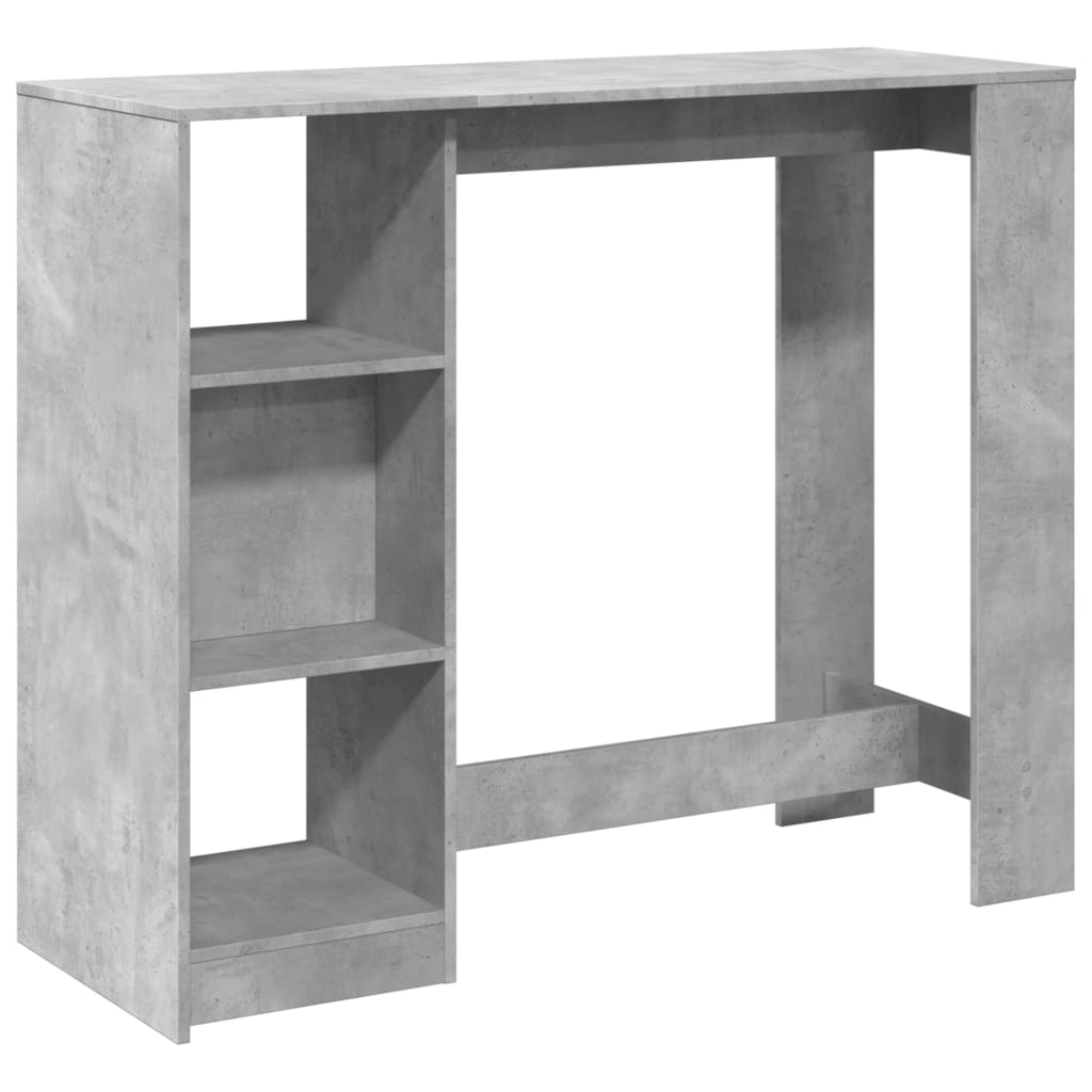 Barski stol s policom boja betona 124x46x103,5 cm drveni