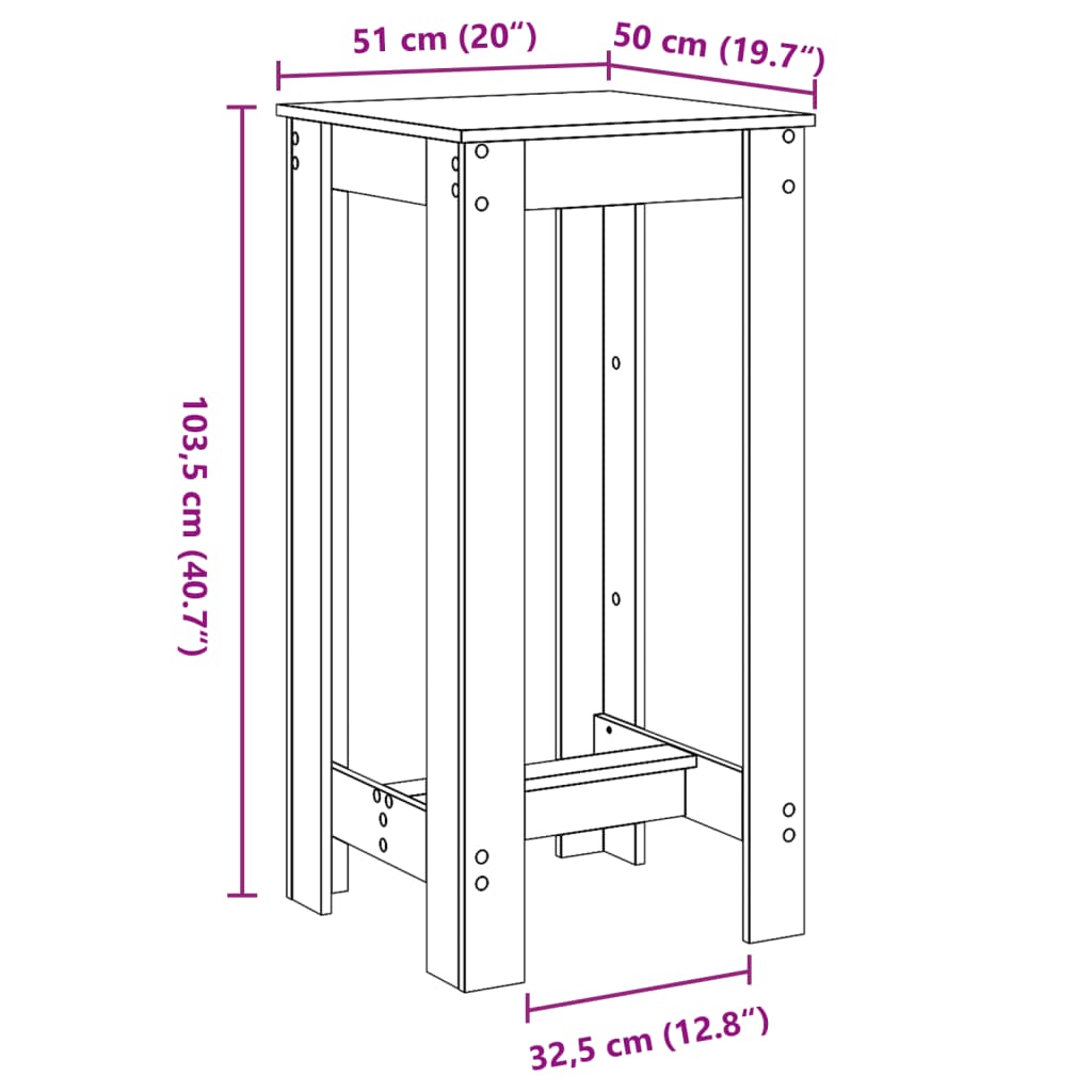 Barski stol bijeli 51 x 50 x 103,5 cm od konstruiranog drva