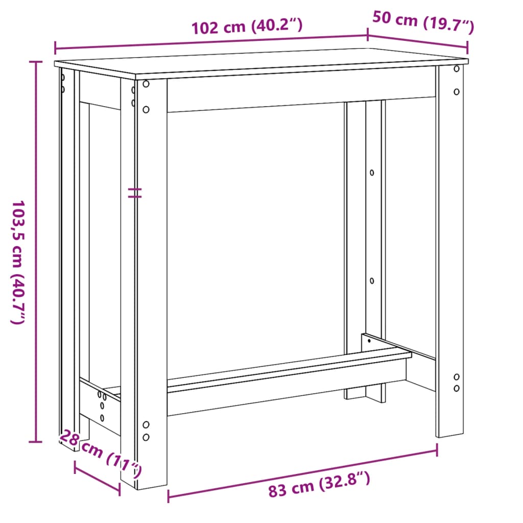 Barski stol bijeli 102 x 50 x 103,5 cm konstruirano drvo