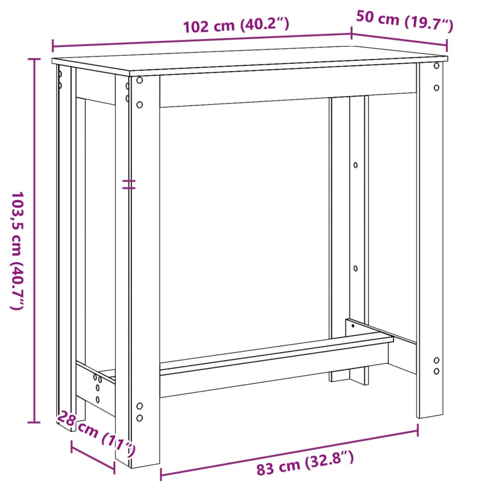 Barski stol sivi 102 x 50 x 103,5 cm od konstruiranog drva