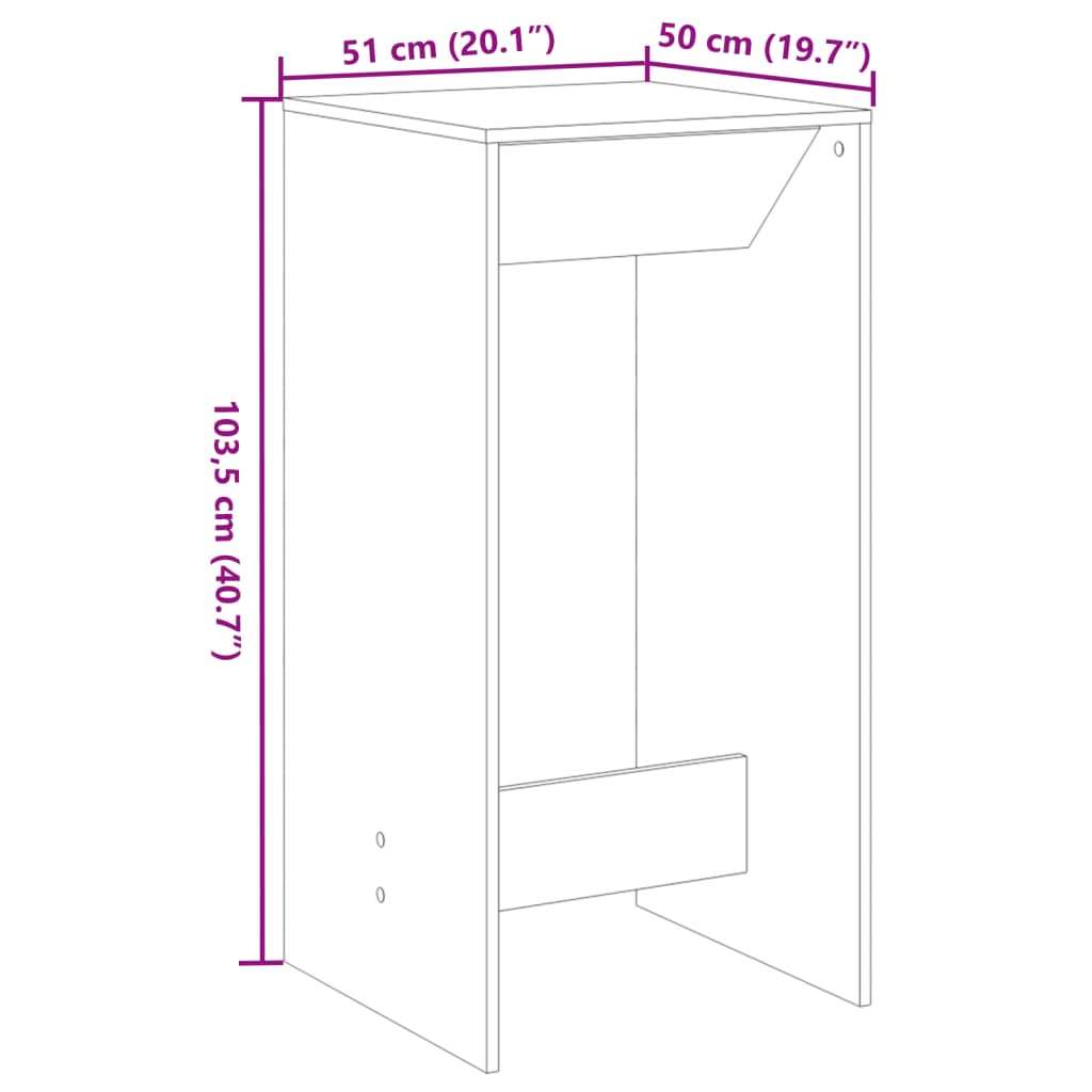Barski stol bijeli 51 x 50 x 103,5 cm od konstruiranog drva