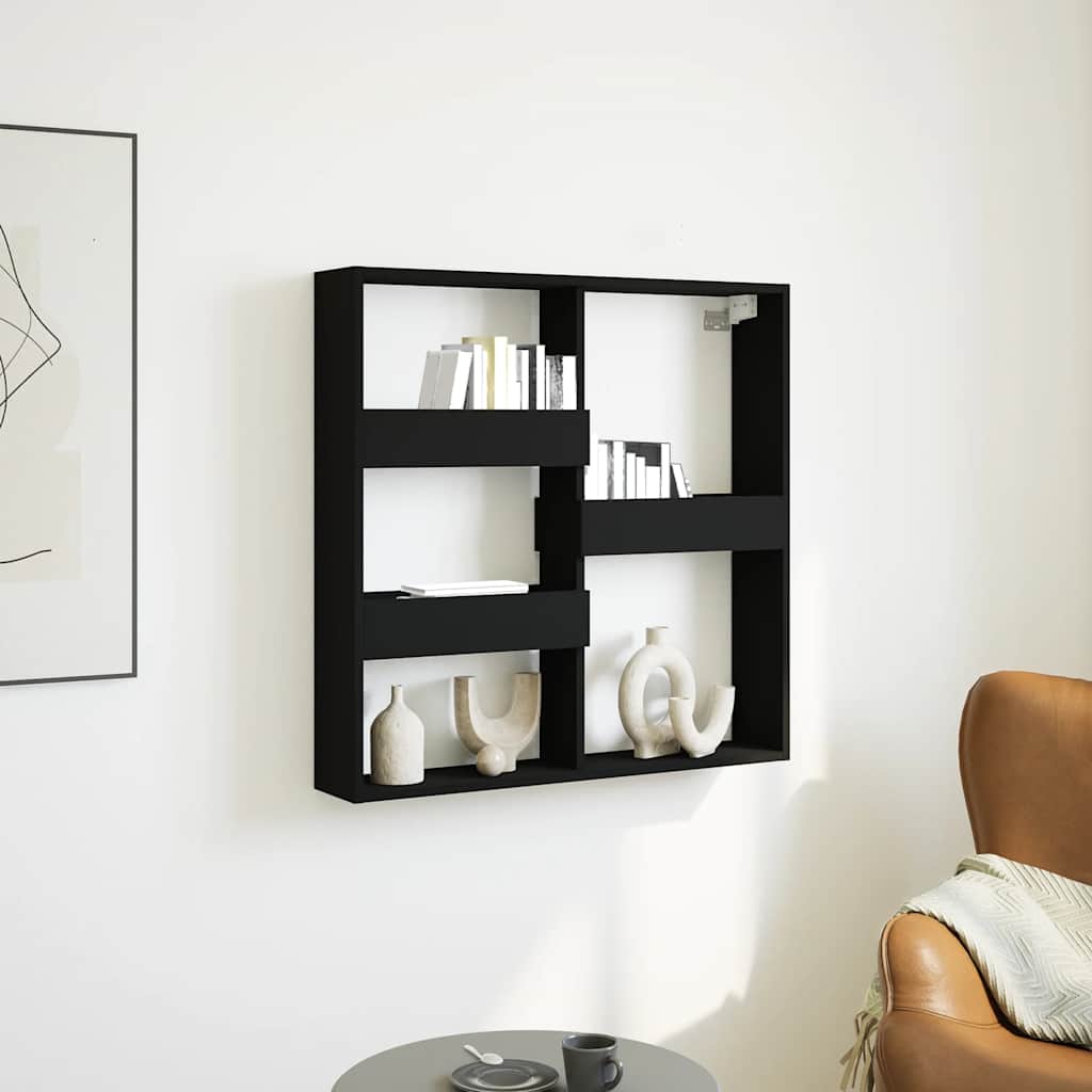 Zidni ormarić crni 80 x 15 x 80 cm od konstruiranog drva