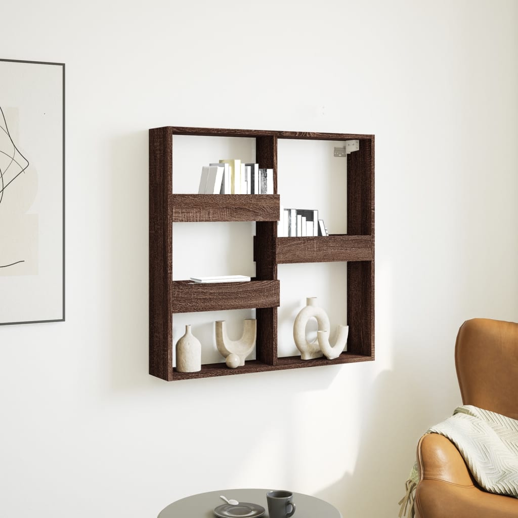 Zidni ormarić smeđa boja hrasta 80x15x80 cm konstruirano drvo