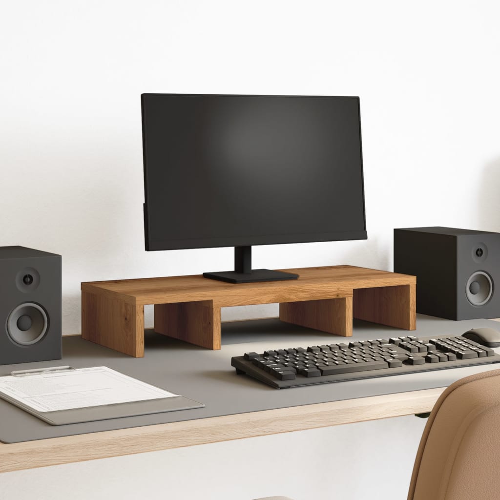 Stalak za monitor podesivi boja hrasta 60 x 24 x 10,5 cm drveni