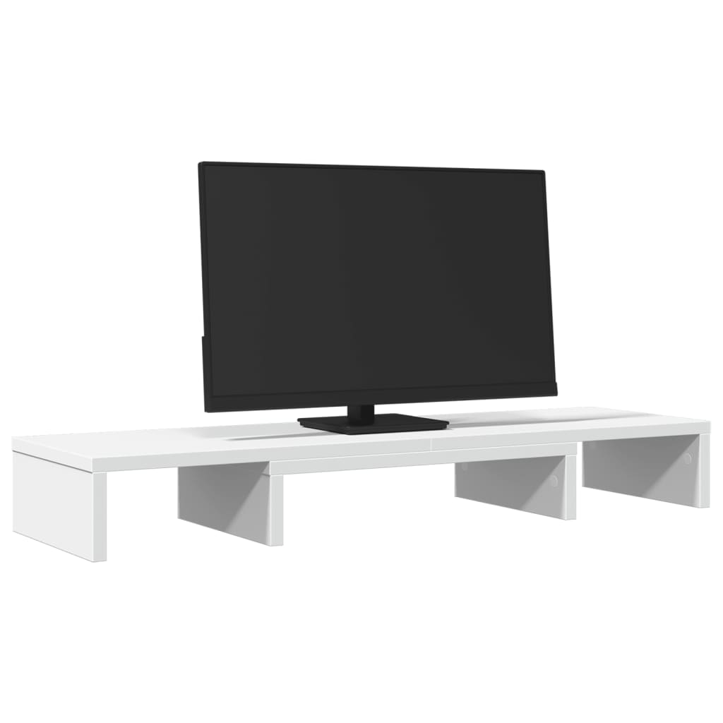 Stalak za monitor podesivi bijeli 80 x 24 x 10,5 cm drveni