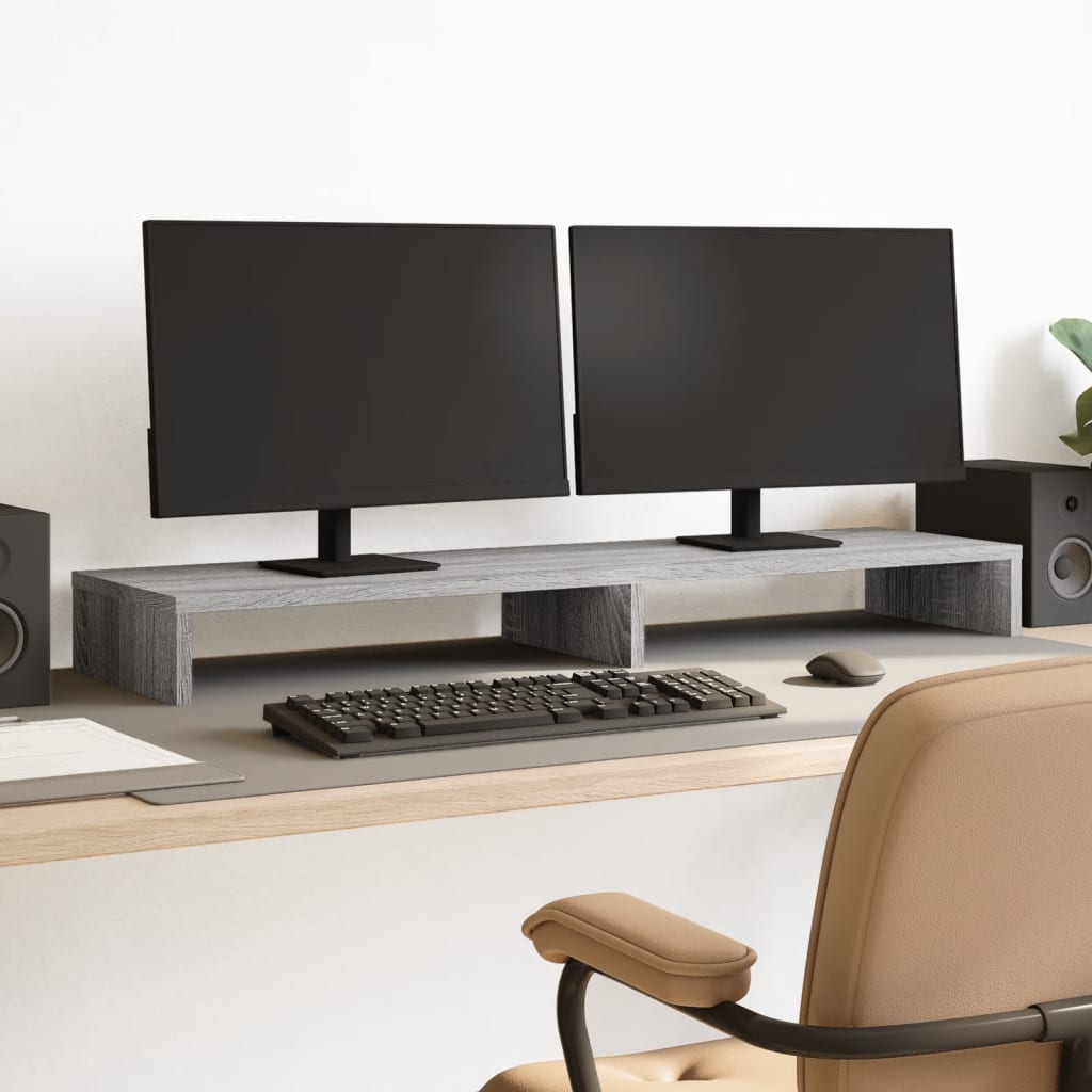 Stalak za monitor siva boja hrasta 100x27x10 cm drveni