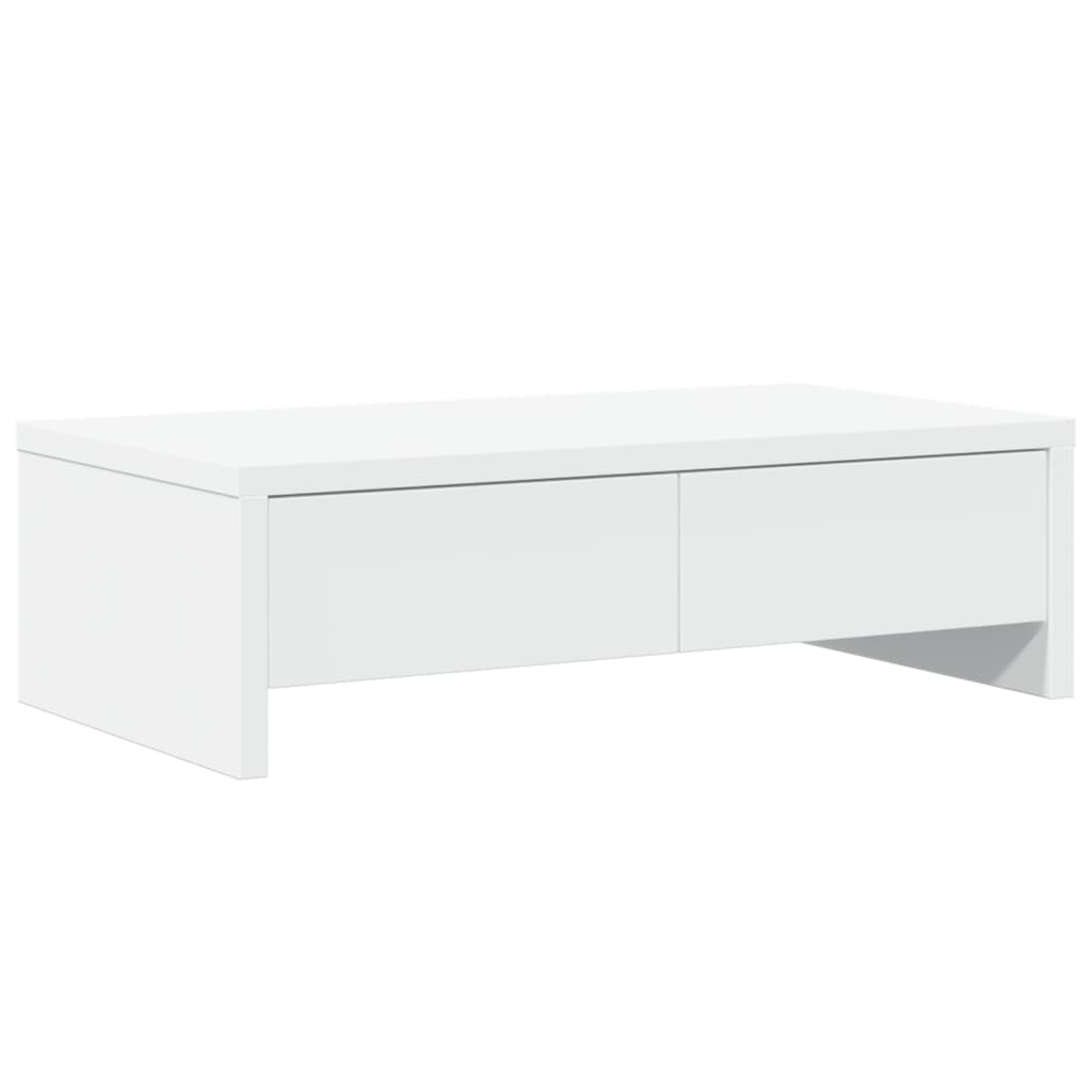 Stalak za monitor s ladicama bijeli 50 x 27 x 15 cm drveni