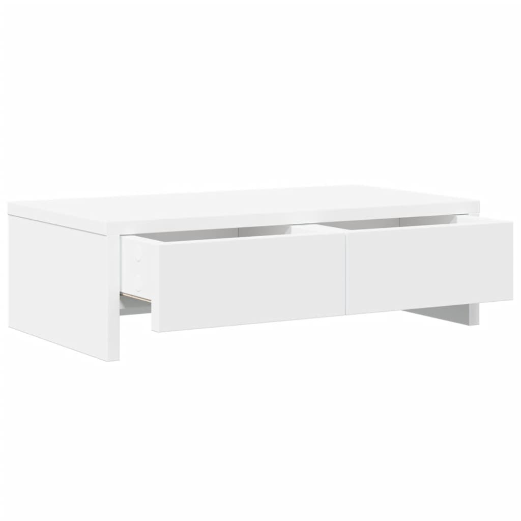 Stalak za monitor s ladicama bijeli 50 x 27 x 15 cm drveni