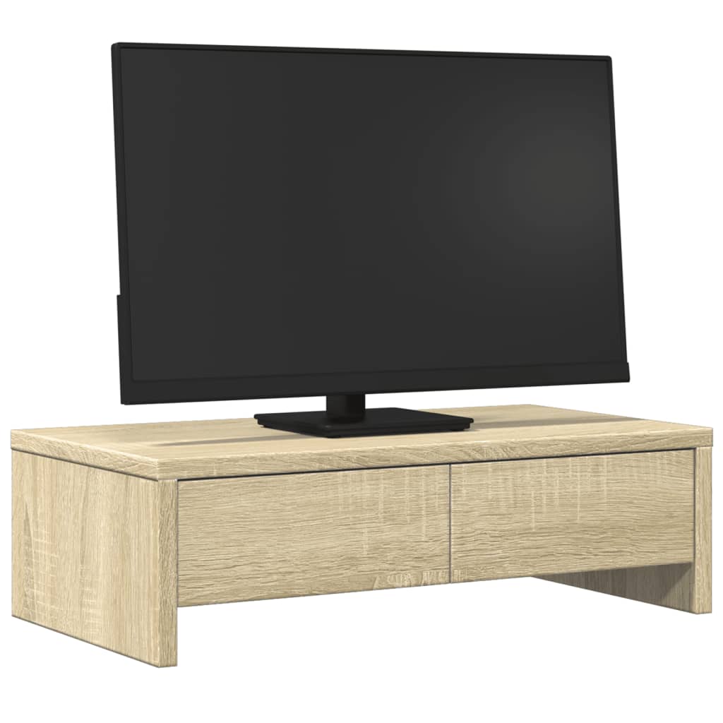Stalak za monitor s ladicama boja hrasta 50 x 27 x 15 cm drveni