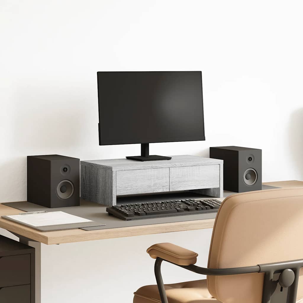 Stalak za monitor s ladicama boja hrasta 50 x 27 x 15 cm drveni