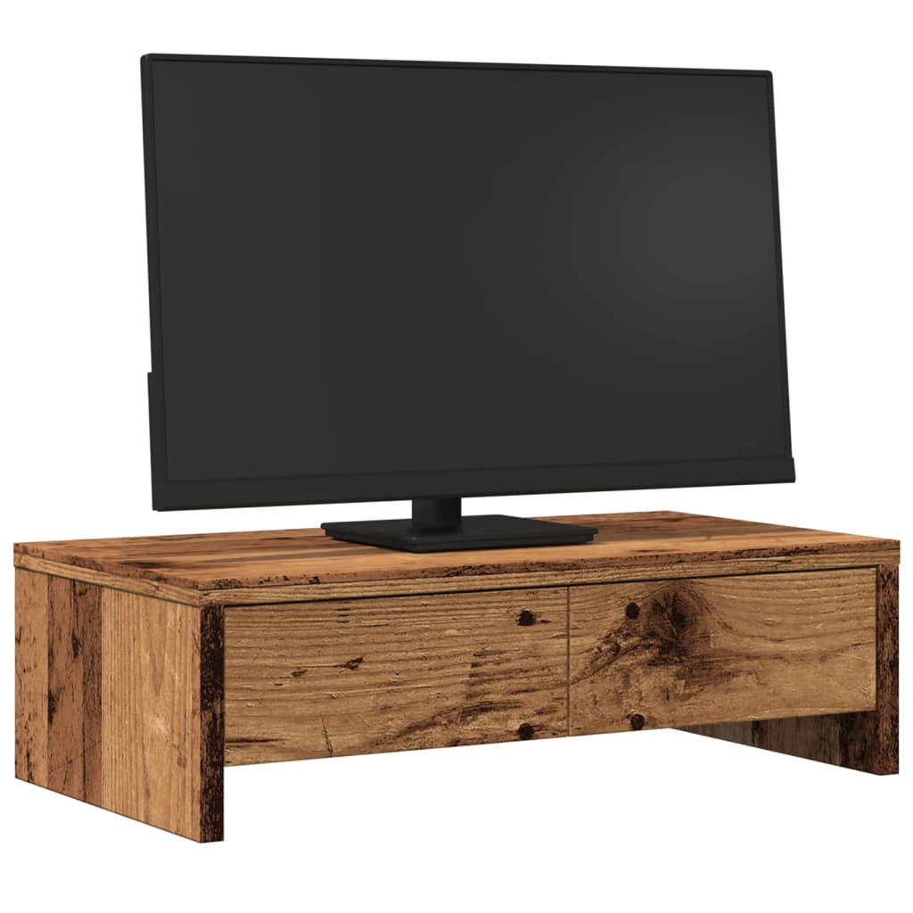 Stalak za monitor s ladicama boja drva 50 x 27 x 15 cm drveni