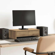 Stalak za monitor s ladicama boja hrasta 50x27x15 cm drveni